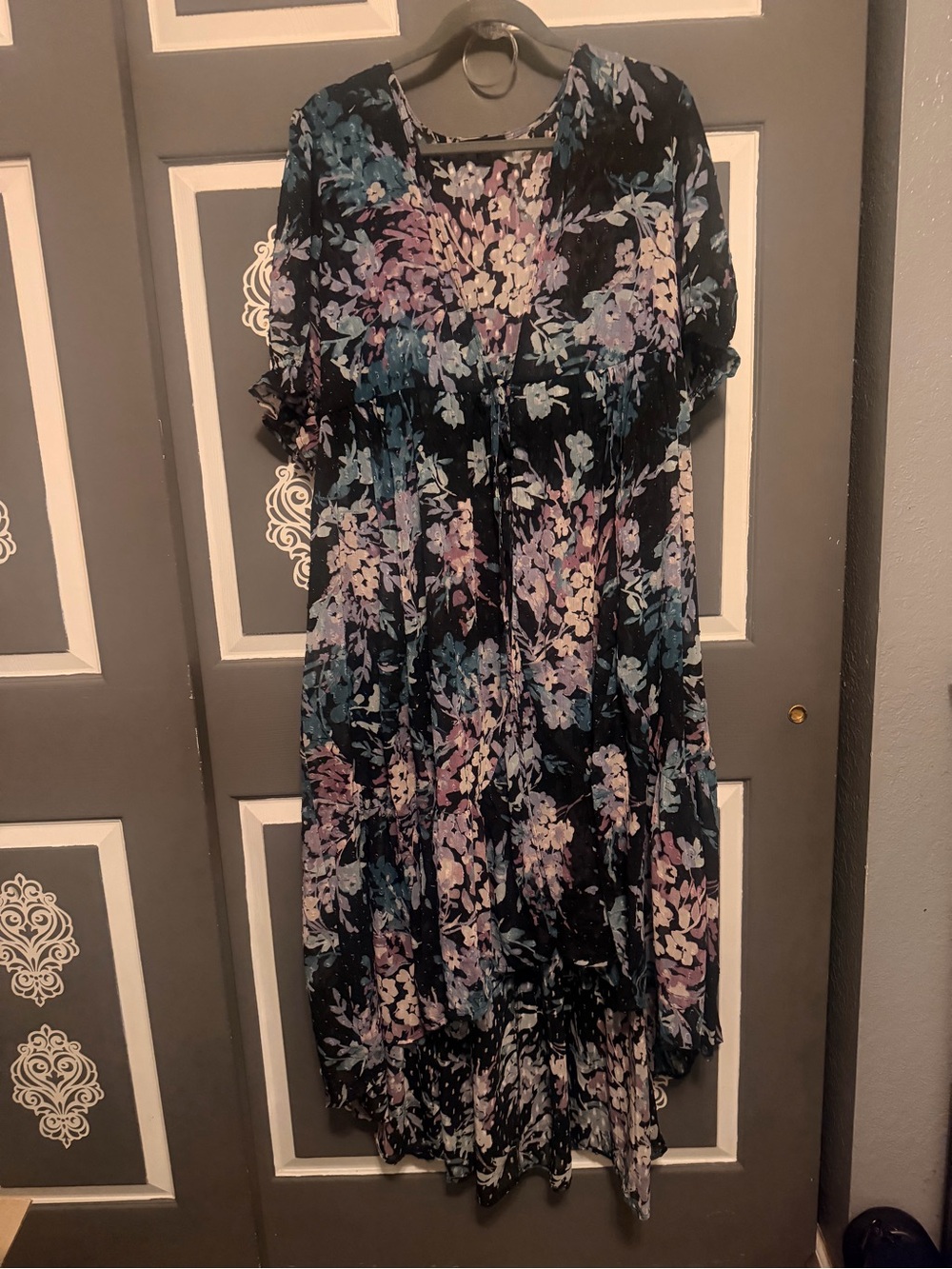 torrid Black kimono duster Dress with Pastel Floral Print
